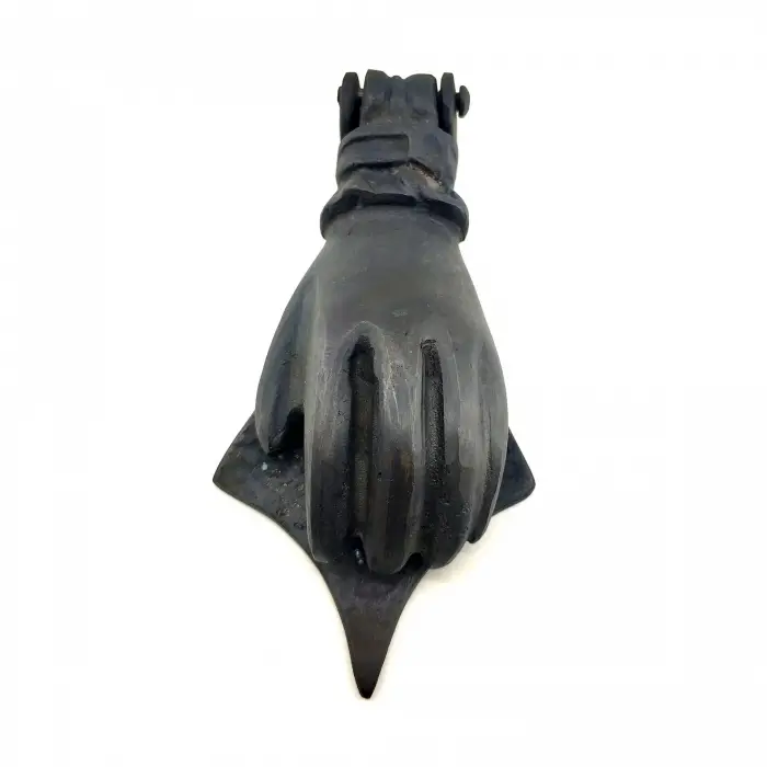 Antika Tarz Dekoratif Pirinç El Kapı Tokmağı, Taktak - 167x75 Mm, Oksit