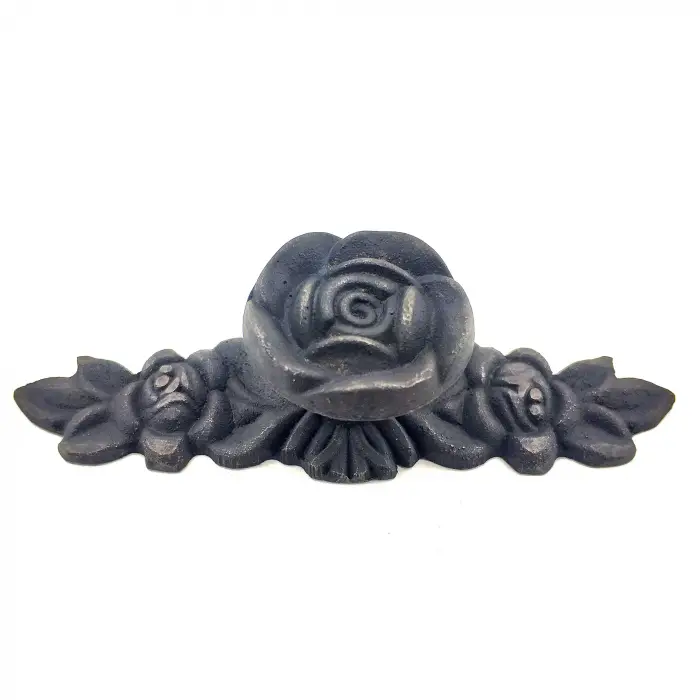 Eco Lounge Antika Tarz Dekoratif Pirinç Gül Düğme - 30x100 mm, Oksit