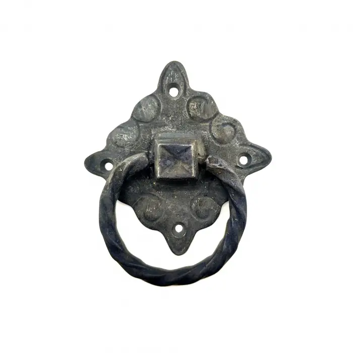 Antika Tarz Dekoratif Pirinç Mobilya Kulbu, Kapı Kilit Halkası - 94x97 Mm, Büyük, Oksit