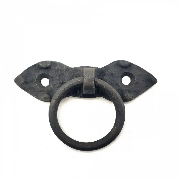 Antika Tarz Dekoratif Pirinç Yaprak Mobilya Kulbu, Kapı Kilit Halkası - 80 Mm, Oksit