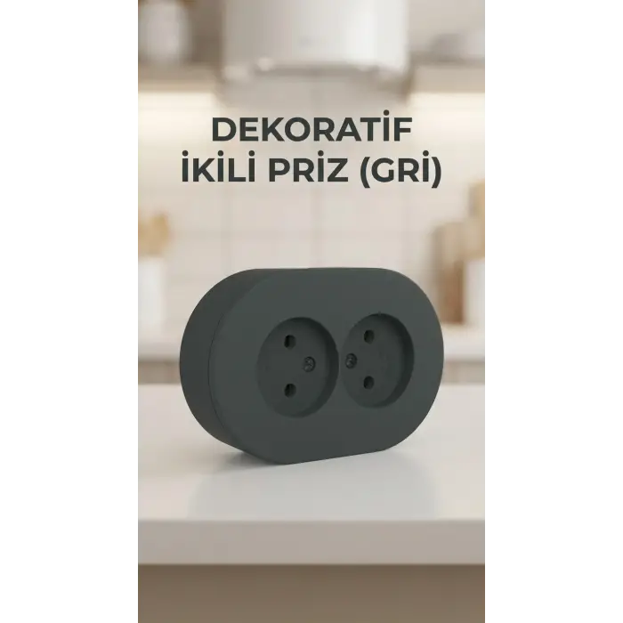 Antrasit Çiftli Sıva Üstü Topraklı Priz – Modern Elektrik Tasarımı
