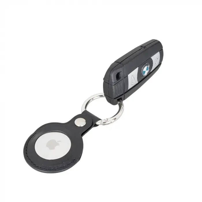 Apple AirTag Uyumlu Deri Anahtarlık, RST1 Siyah