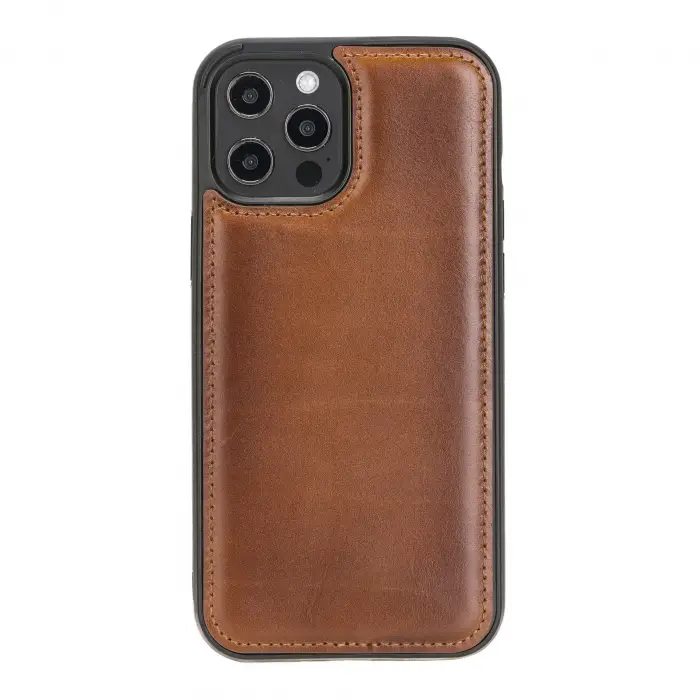 Apple iPhone 12 Pro Max Uyumlu Deri Arka Kapak RST2EF Taba