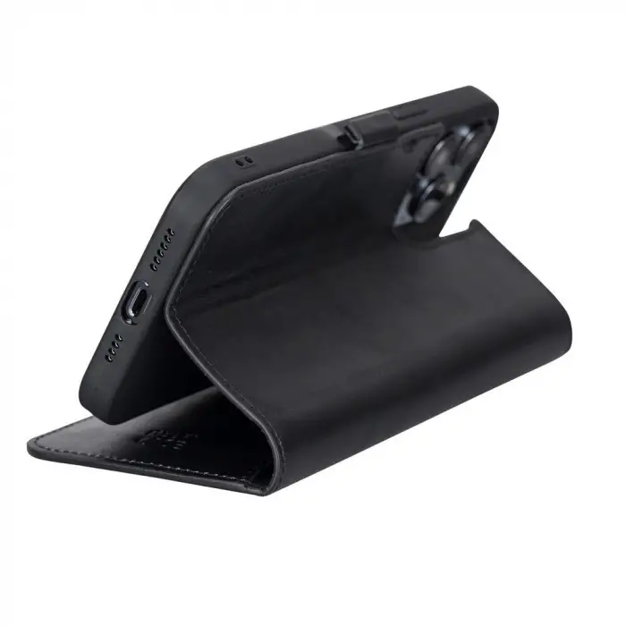 Apple iPhone 13 Pro Max Uyumlu Deri Cüzdanlı Kılıf Siyah