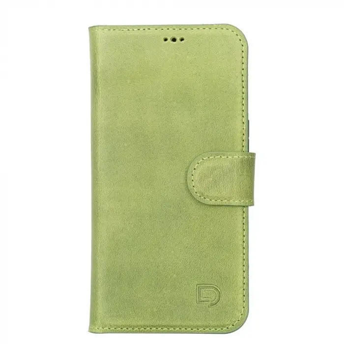 Apple iPhone 13 Pro Uyumlu Deri Cüzdanlı Kılıf Antik yeşil