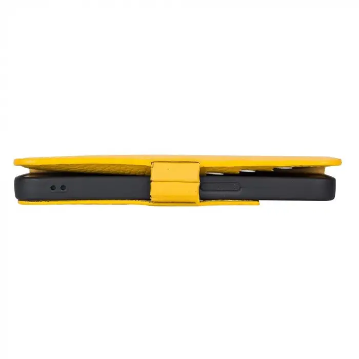 Apple iPhone 13 Pro Uyumlu Deri Cüzdanlı Kılıf Limon Sarı