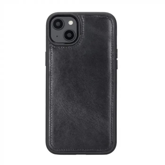 Apple iPhone 14 Plus Uyumlu Deri Cüzdanlı Kılıf MWWN RST1 Siyah