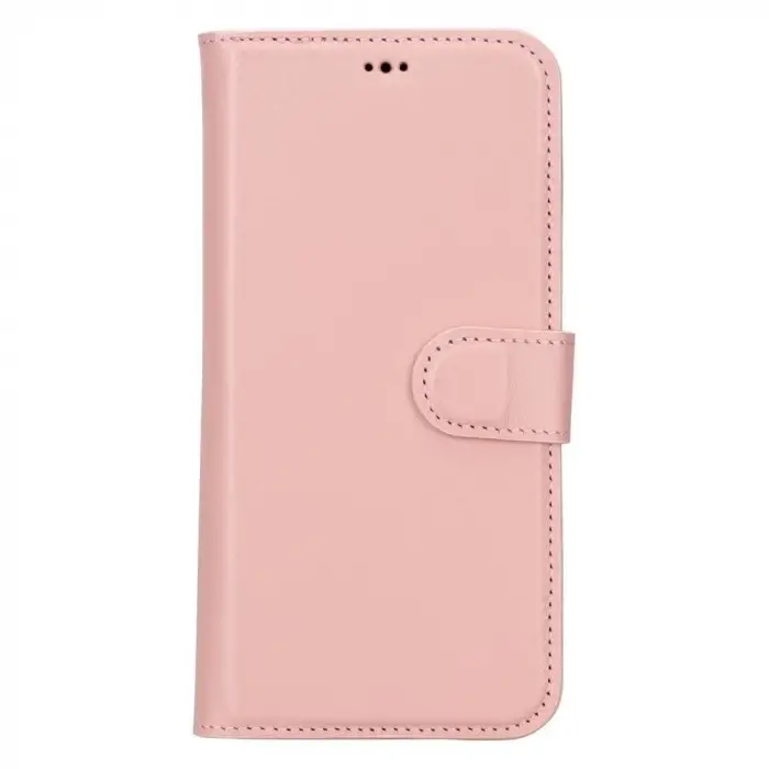 Apple iPhone 15 Pro Max Uyumlu Deri Cüzdanlı Kılıf MWWN NU2 Pembe