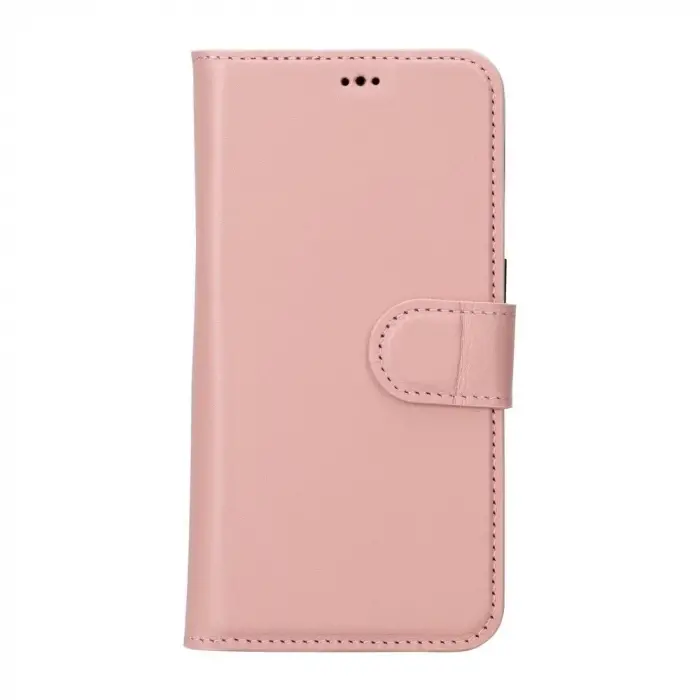 Apple iPhone 15 Pro Uyumlu Deri Cüzdanlı Kılıf MWWN NU2 Pembe