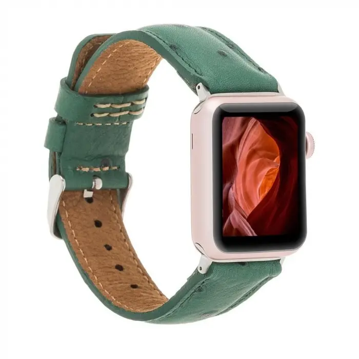 Apple Watch Uyumlu Deri Kordon 42-44-45mm DE6 Yeşil