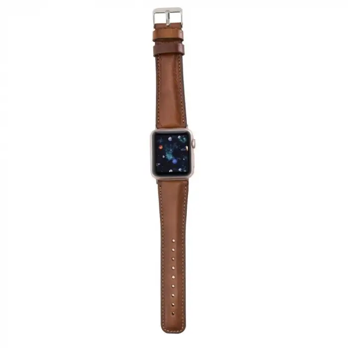 Apple Watch Uyumlu Deri Kordon 42-44-45mm RST2EF Taba
