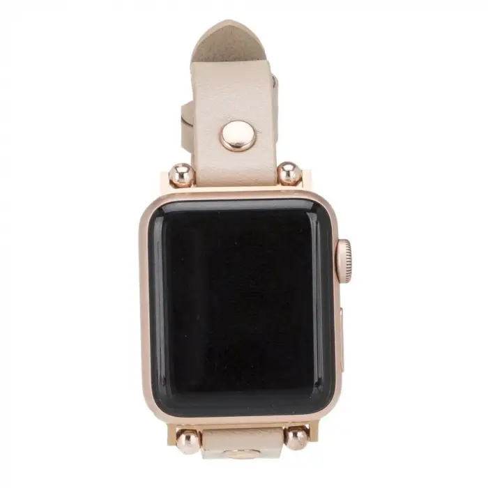 Apple Watch Uyumlu Deri Kordon 42-44-45mm RT ERC3 Bej