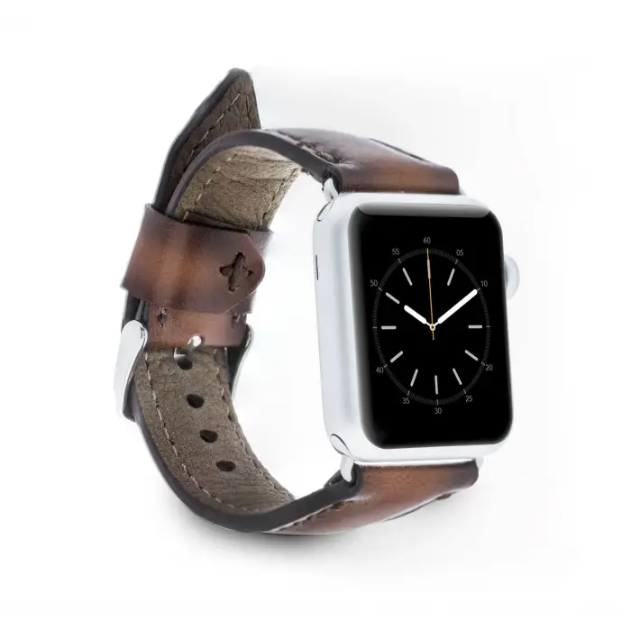 Apple Watch Uyumlu Deri Kordon 42-44-45mm SM26 Kahve
