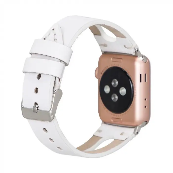 Apple Watch Uyumlu Deri Kordon BA2 42-44-45mm F3 Beyaz