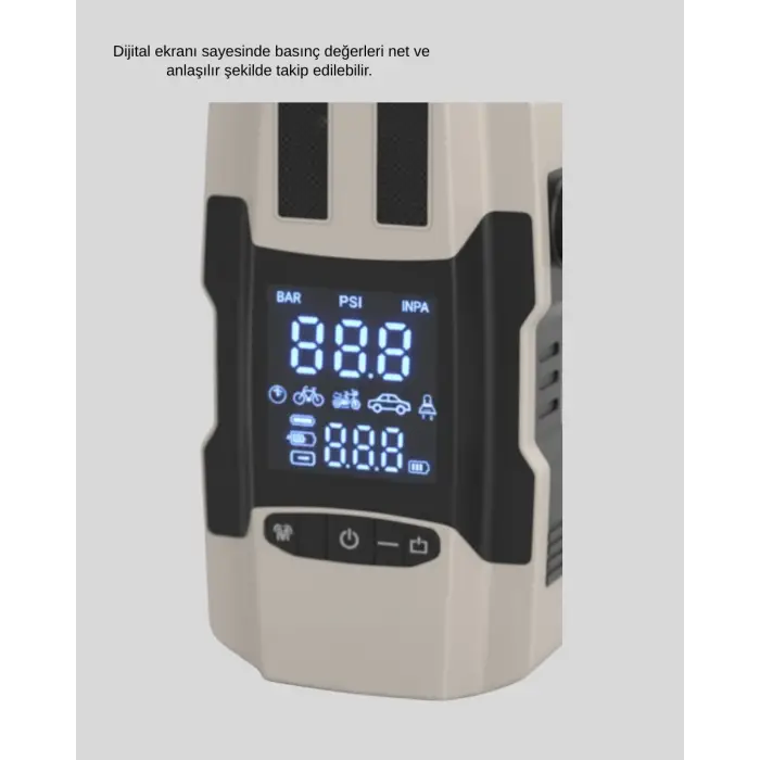 Araç Akü Takviye Cihazı Ve Lastik Şişirme Pompası 12.000 Mah