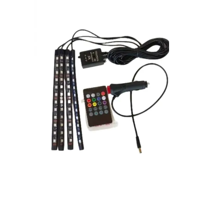 Araç İçi Ayak Altı Led 12 Led Işık Sese Müziğe Duyarlı RGB Işıklı Aydınlatma Seti