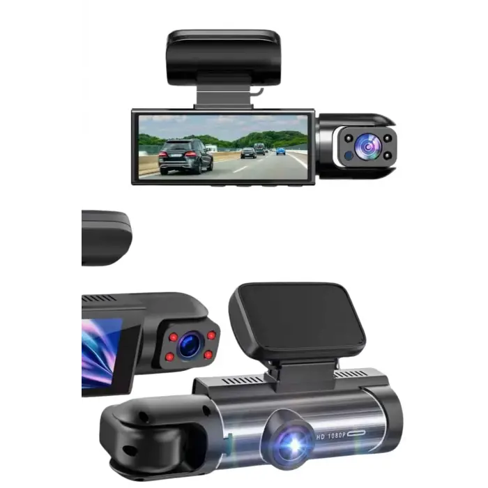 Araç Kamerası Black Box Çift Kameralı Ekranlı Full HD Sürüş Kamerası