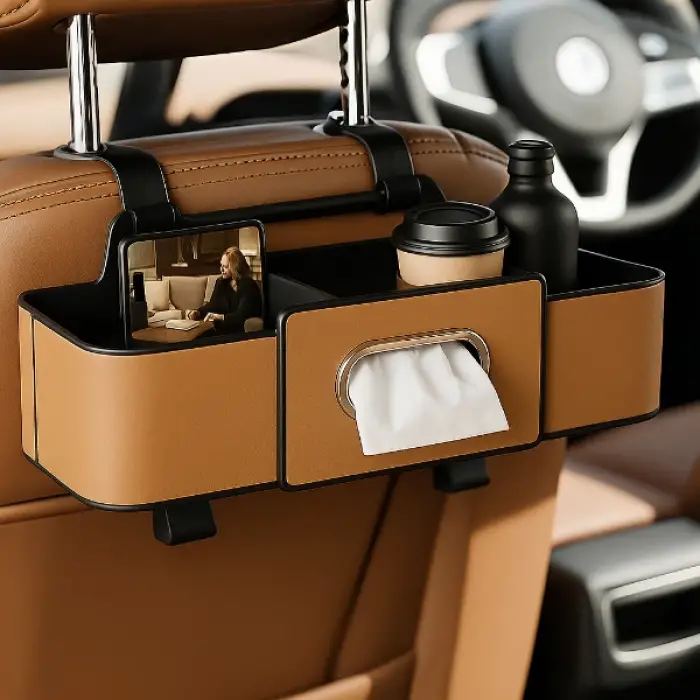 Araç Koltuk Arkası Organizer Çok Fonksiyonlu Kahverengi