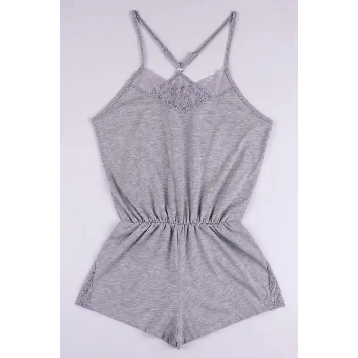 Askılı Gri Renk Gecelik