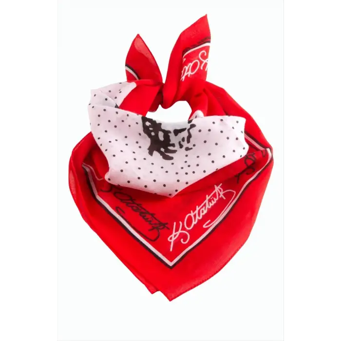 Atatürk İmzalı Desenli Bandana 50*50