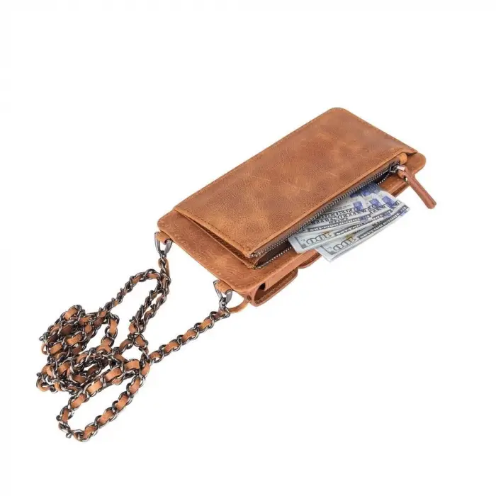 Avjin 6.9 inch Uyumlu Deri Kılıf Cüzdan Askılı LEO1 Leopar