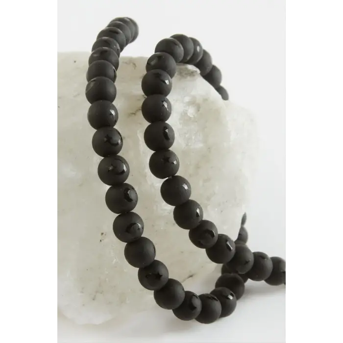 Ay Yıldız Desenli Onix Taşı 8 mm