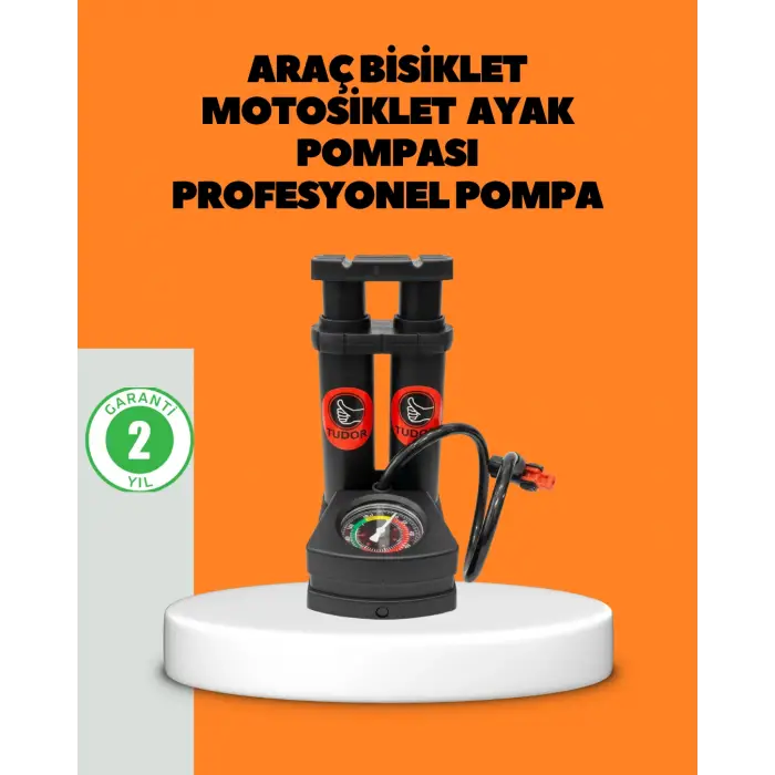 Ayaklı Bisiklet Pompası Basınç Göstergeli Çok Amaçlı
