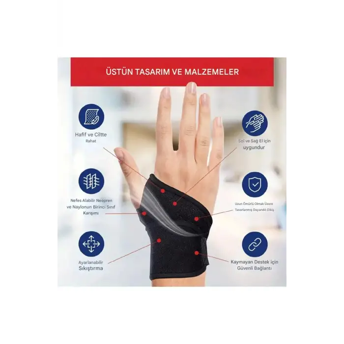 Ayarlanabilir Destekli Kadın erkek El Bilekliği Sağ Sol El Uyumlu, Spor Ve Günlük Kullanıma Uygun