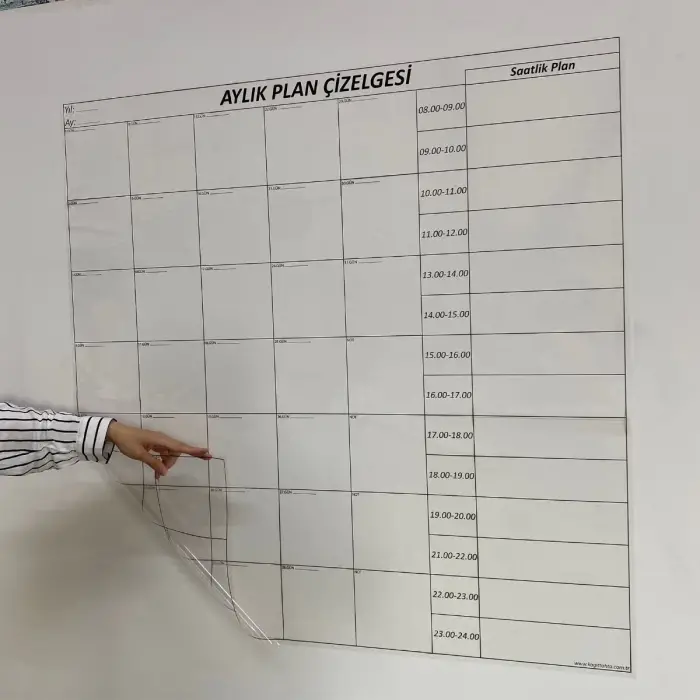 Aylık Planlayıcı Manyetik Duvar Stickerı Takvim Plan Çizelgesi - Ürün Boyutları: 110 cm x 100 cm
