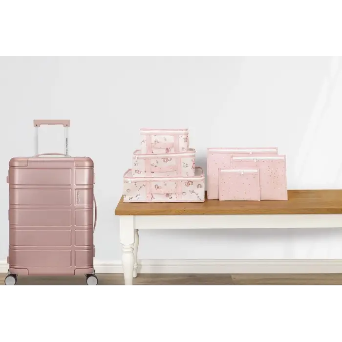 Baby 6lı Desenli Fileli Bavul Valiz İçi Düzenleyici Çok Amaçlı Organizer (pembe)