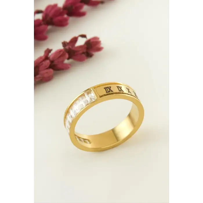 Baget Taşlı Lüks Çelik Yüzük