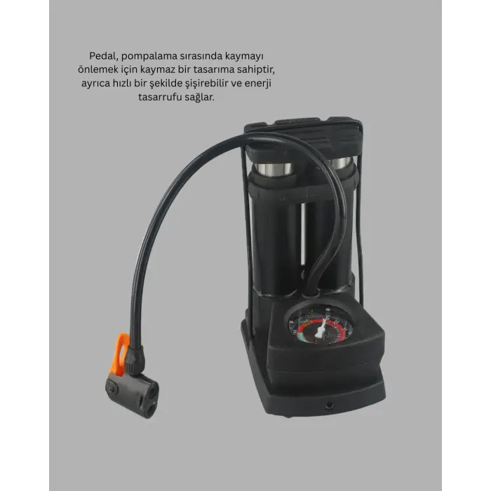Basınç Saatli Ayak Pompası Bisiklet ve Araç Uyumlu