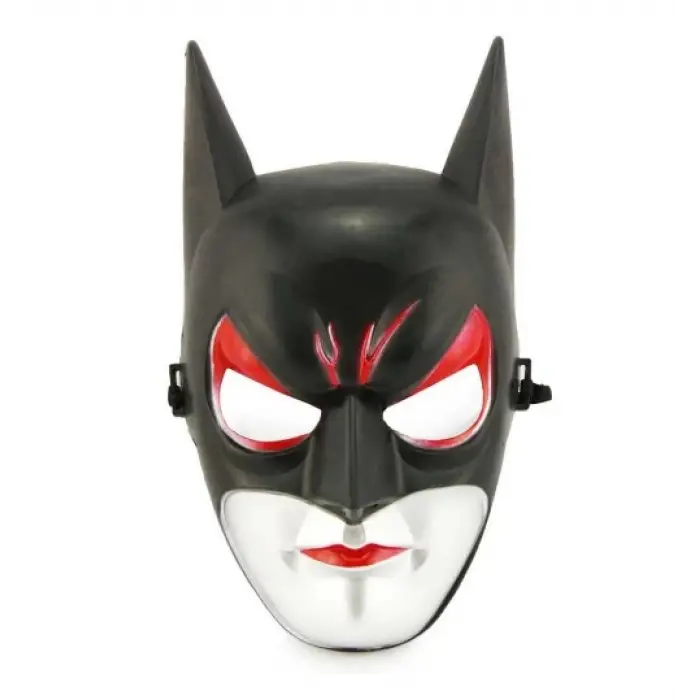 Kırmızı Gözlü Siyah Batman Maske - Lastikli Batgirl Maskesi 28x17 cm