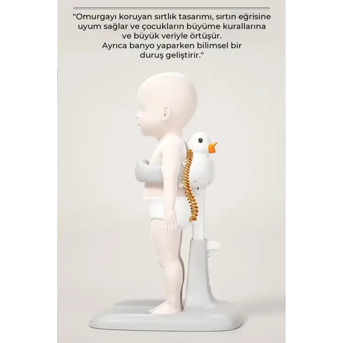 Bebek Yıkama Yardımcısı Ayarlanabilir Yükseklikli Ergonomik Bebek Banyo Ördekli