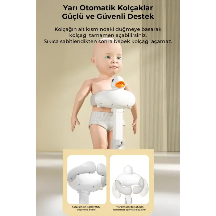 Bebek Yıkama Yardımcısı Ayarlanabilir Yükseklikli Ergonomik Bebek Banyo Ördekli