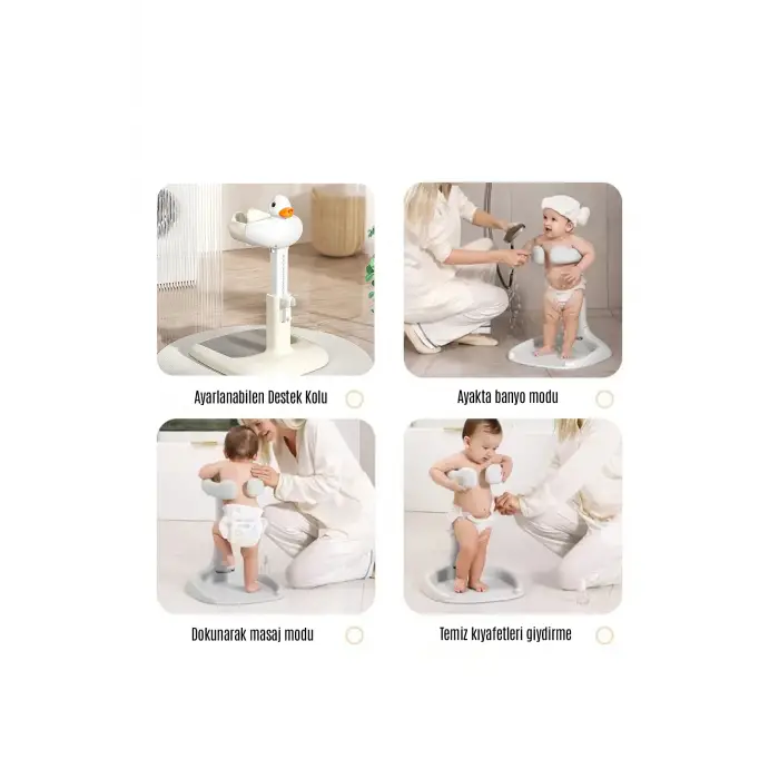 Bebek Yıkama Yardımcısı Ayarlanabilir Yükseklikli Ergonomik Bebek Banyo Ördekli