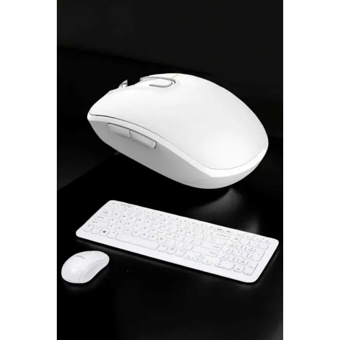 Beyaz Kablosuz Klavye Fare Seti Kablosuz Fare USB Alıcı PC Uyumlu