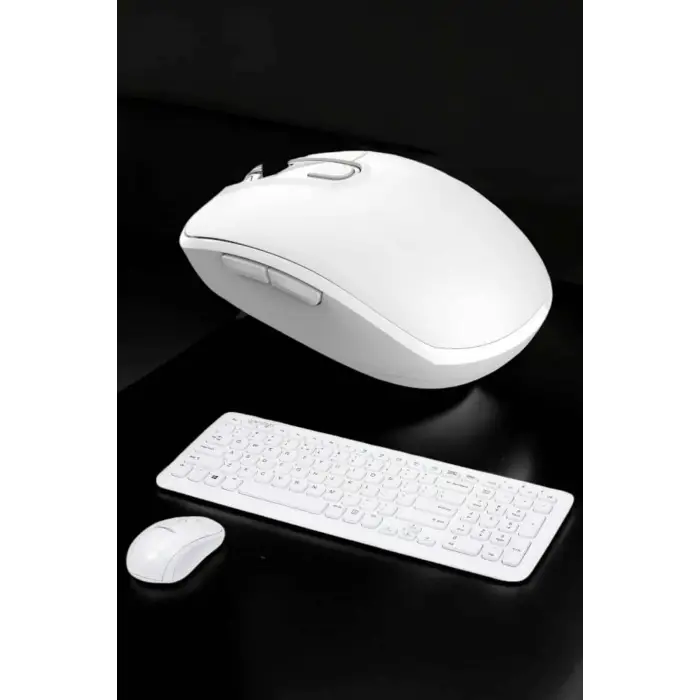 Beyaz Kablosuz Klavye Fare Seti Kablosuz Fare USB Alıcı PC Uyumlu