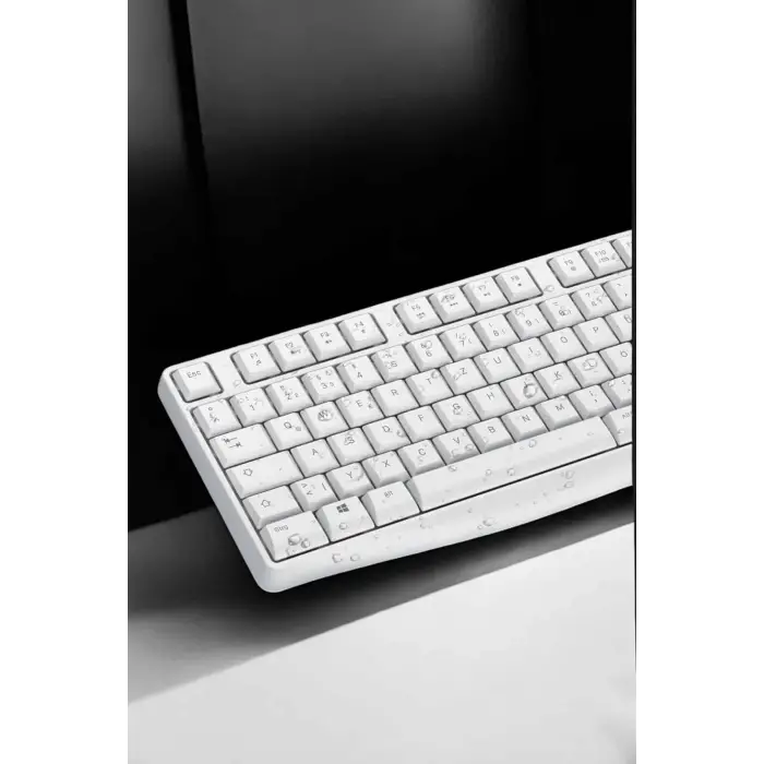 Beyaz Kablosuz Klavye Fare Seti Kablosuz Fare USB Alıcı PC Uyumlu