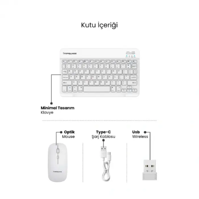 Beyaz Kablosuz Klavye Ve Mouse Seti