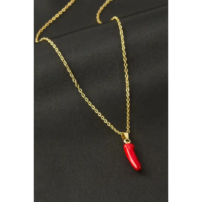 Biber Mineli Çelik Kolye