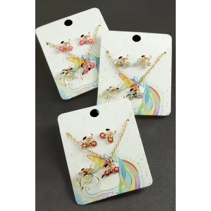 Bisiklet Mineli Set Kolye