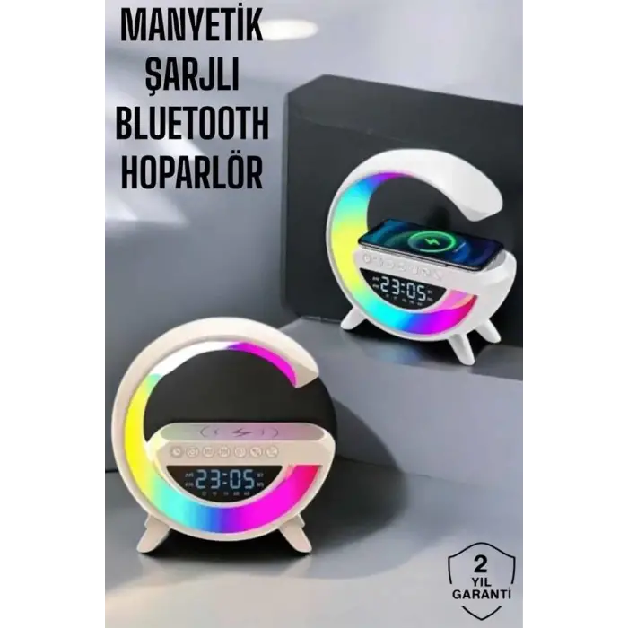 Bluetooth Hoparlör 15W Kablosuz Hızlı Şarj LED Gece Lambası