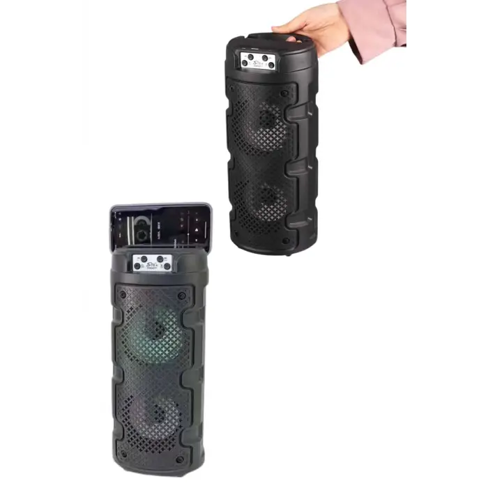 Bluetooth Hoparlör Rgb Led Işıklı Büyük Boy Yüksek Bass Çift Loblu