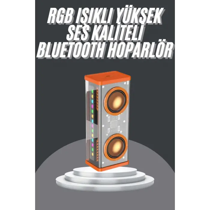 Bluetooth Hoparlör Şeffaf Mecha RGB Işıklı Çift Hoparlör 5.0 Bluetooth