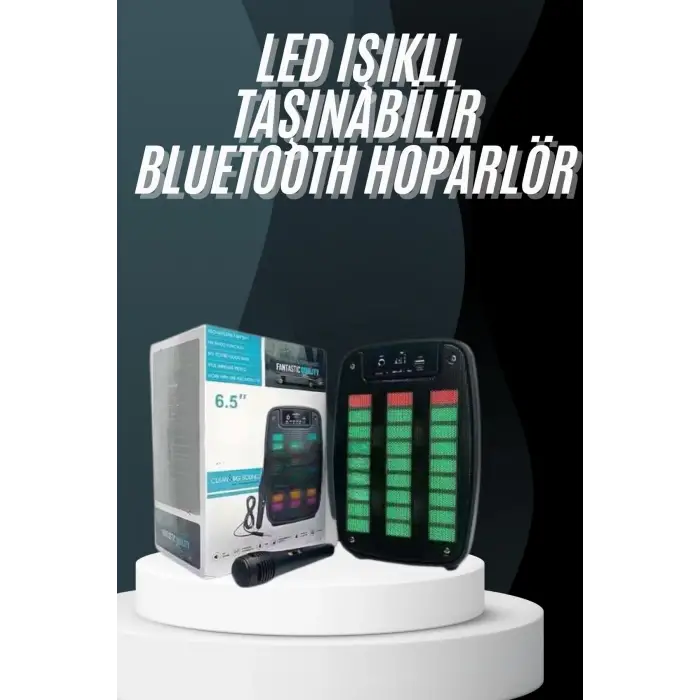 Bluetooth Hoparlör Taşınabilir Şarjlı Işıklı Büyük Boy Yüksek Ses Kaliteli