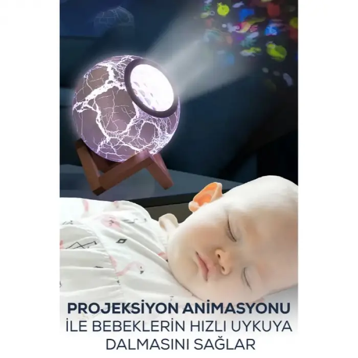 Bluetooth Özellikli Desenli Projektör Gece Lambası