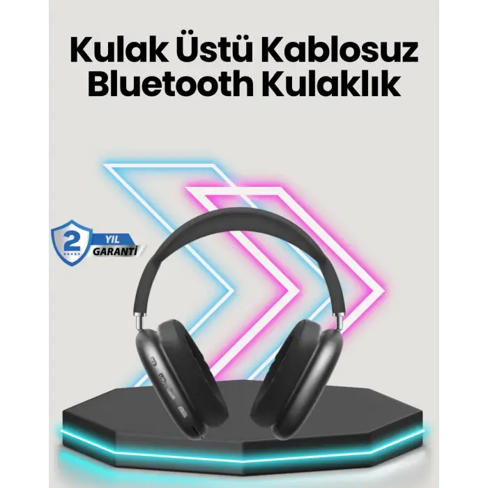 Bluetooth V5.0 Kablosuz Kulak Üstü Kulaklık | Katlanabilir, Mikro USB Girişli