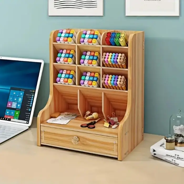 Bölmeli Ve Çekmeceli Ahşap Organizer