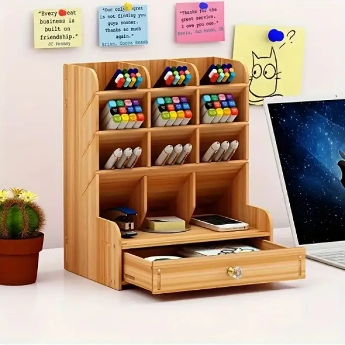 Bölmeli Ve Çekmeceli Ahşap Organizer